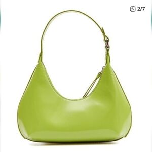 BY FAR Lime Green Semi Patent Leather Shoulder Bag